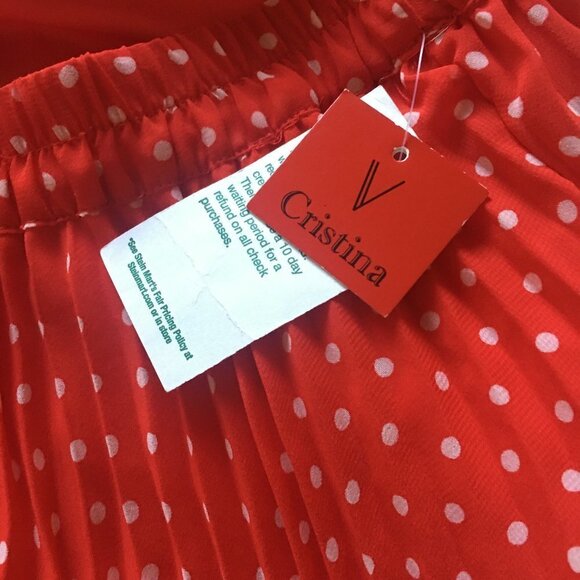 V Christina Red Polka Dot Pleated Maxi Skirt - Picture 4 of 7